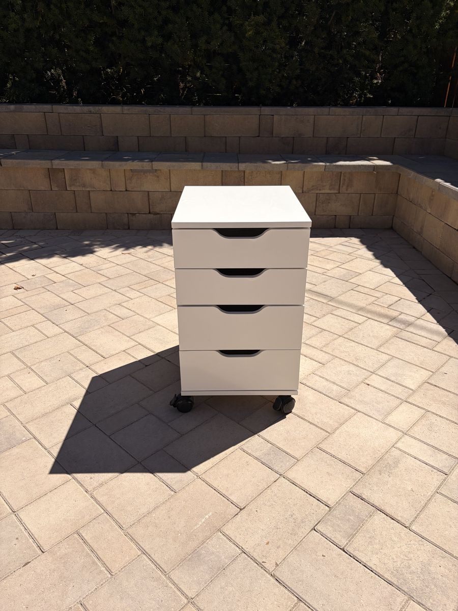 White Rolling Storage Drawer Cart with 4 Drawers and Casters