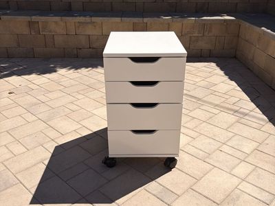 White Rolling Storage Drawer Cart with 4 Drawers and Casters