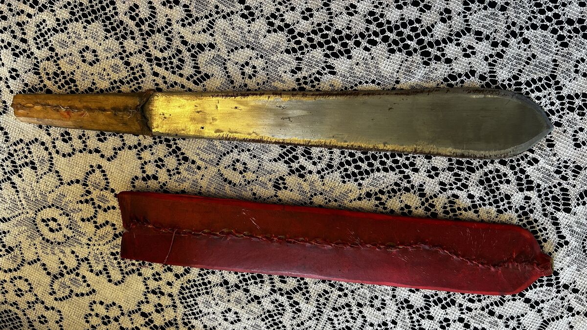 Unique authentic handmade Maasai Warrior African spear / knife / machete Kenya Africa hand crafted Masai Mara 2 pc