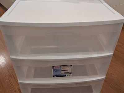 Sterilite Wide 3-Drawer Cart, White Plastic Storage Organizer with Wheels - Multipurpose Organization