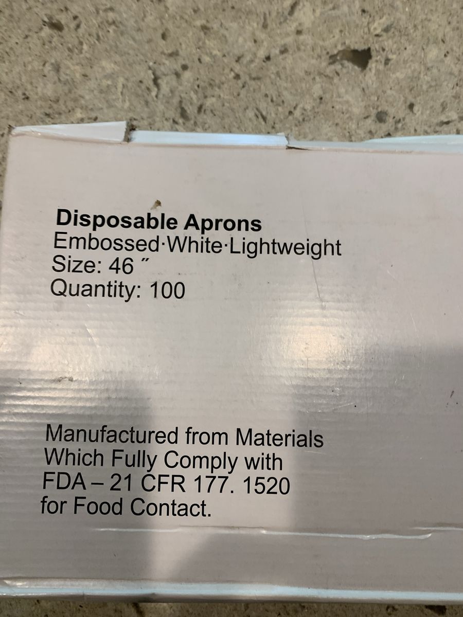 Condor Embossed White Lightweight Disposable Aprons 46" - 100 Count, Food Safe