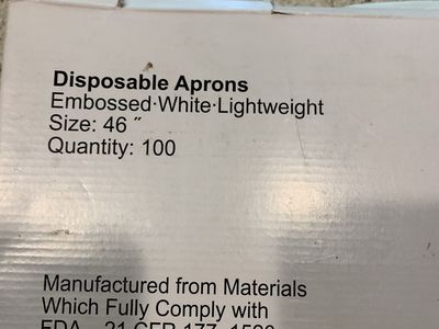 Condor Embossed White Lightweight Disposable Aprons 46" - 100 Count, Food Safe