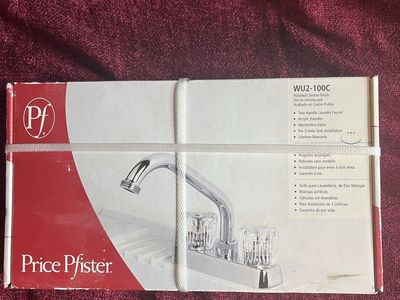 Price Pfister WU2-100C Two Handle Laundry Faucet, Polished Chrome, Acrylic Handles, Washerless Valve