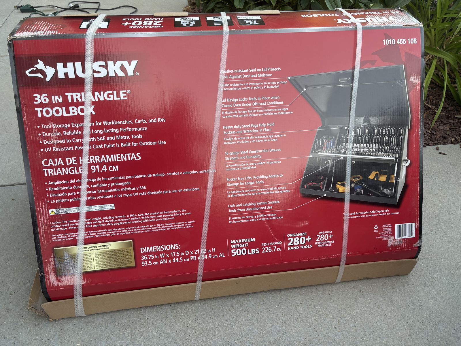 NEW Husky Heavy-Duty 36 in. Black Steel Triangle Top Chest