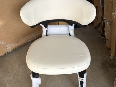 Pair of Modern Cream Accent Chairs – Faux Leather
