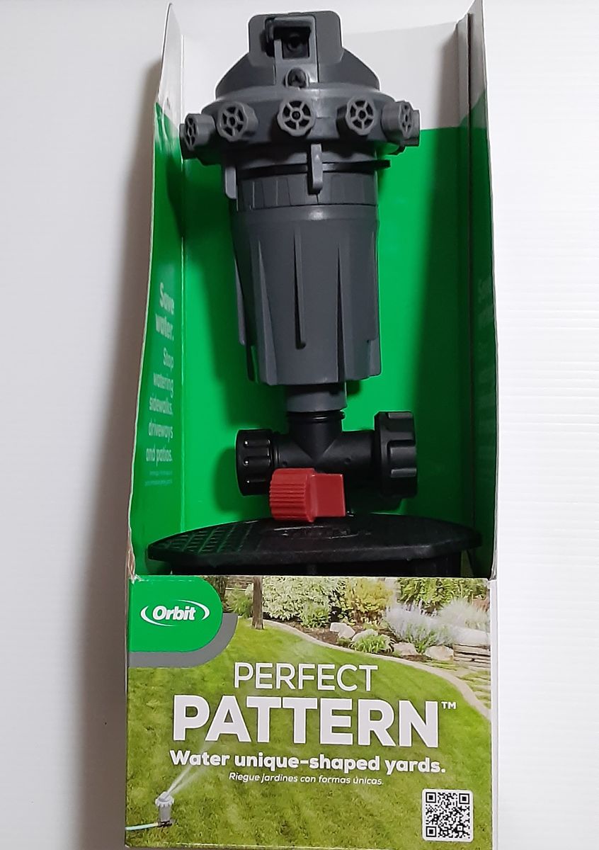 Orbit Shaped Pattern Precision Arc Rotating Spike Lawn Sprinkler with 12-Adjustable Knobs, Dual Nozzle, Flow Through  - New