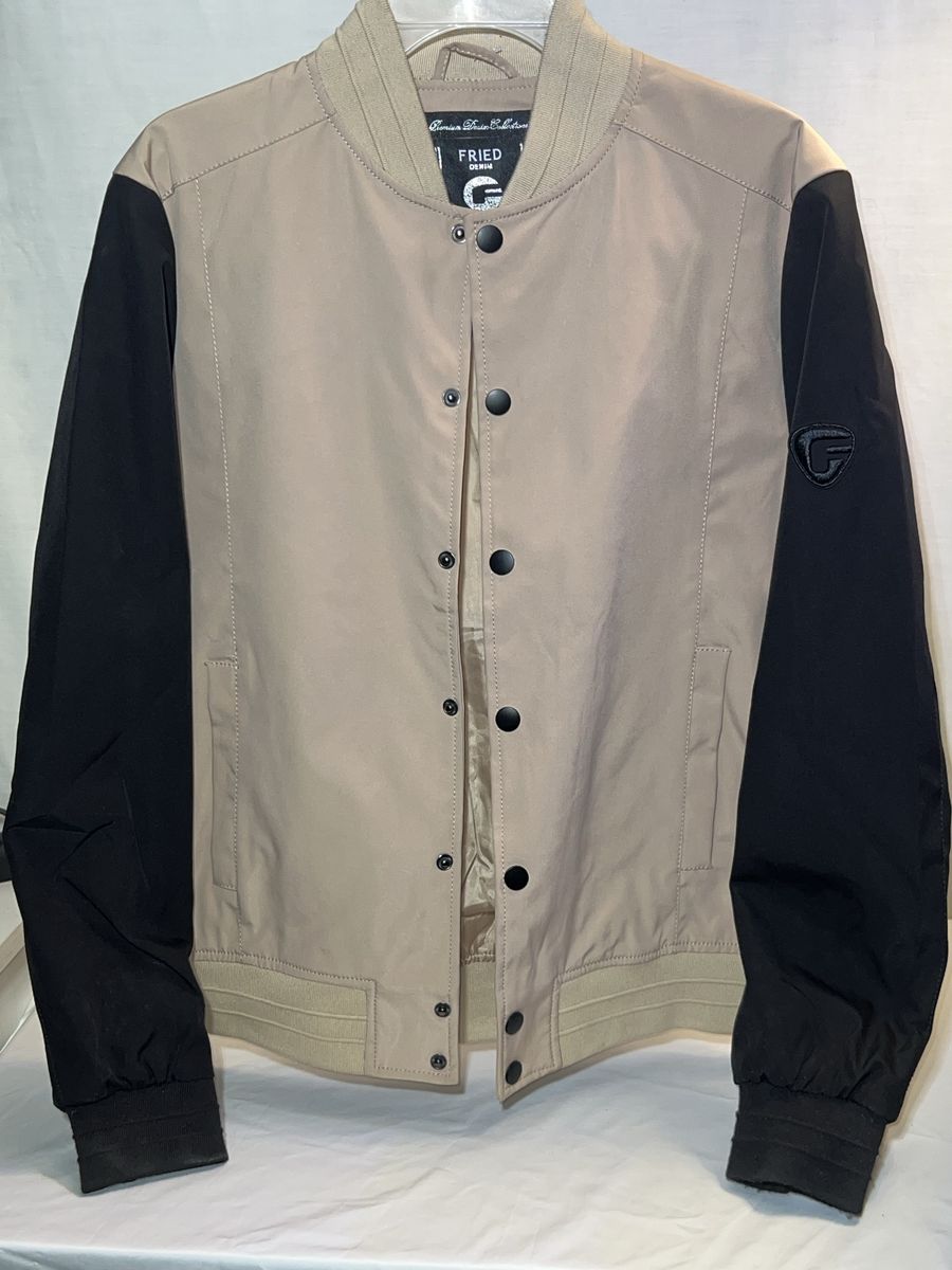 New Fried Denim Premium Denim Collections Bomber Jacket Men's Size S Two-Tone Black/Tan