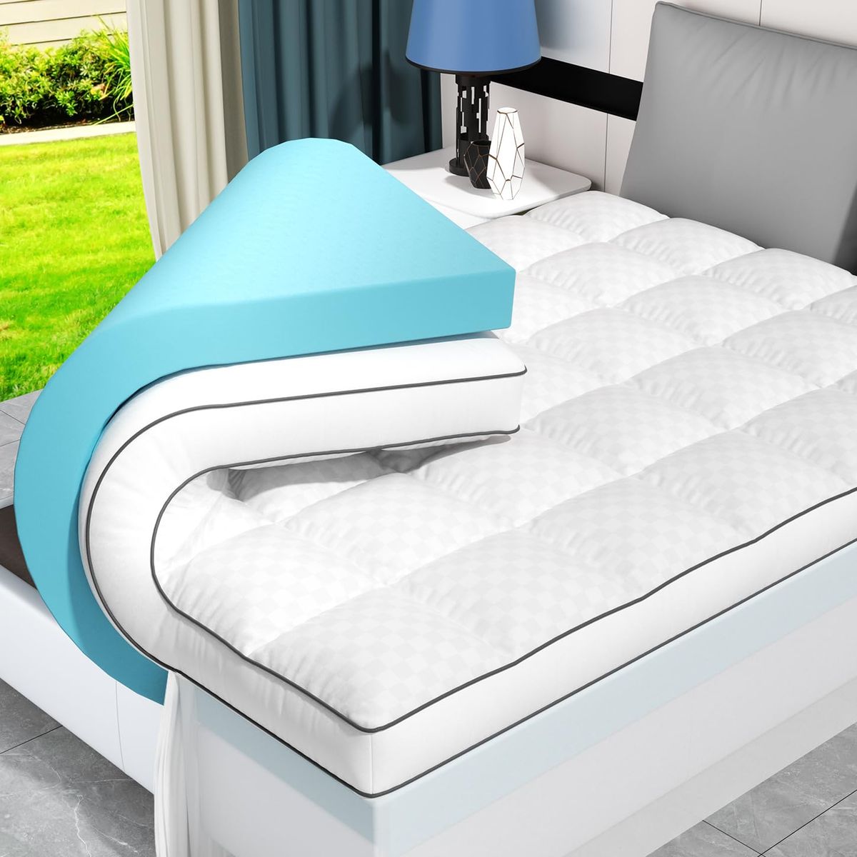 New  Dual Layer 4 Inch Memory Foam Mattress Topper Full Size