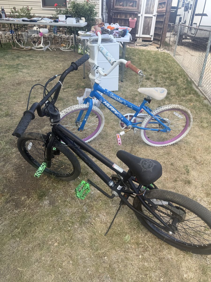 Two Bicycles - Huffy Seastar and Black BMX Style
