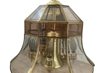 2-Brass Fredrick Raymond chandeliers 1984