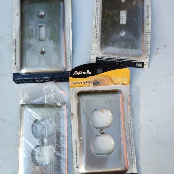 lot of 4 plated steel electrical switch plug cover plates