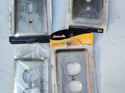 lot of 4 plated steel electrical switch plug cover plates