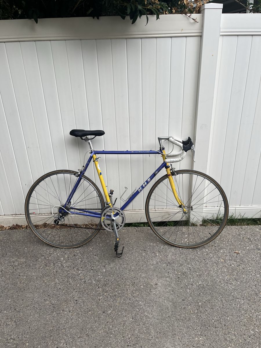 Vintage KHS triathlete Road Bike - Blue & Yellow, Classic Racing Bicycle