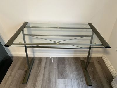 Medium Sized metal Desk With Glass Top