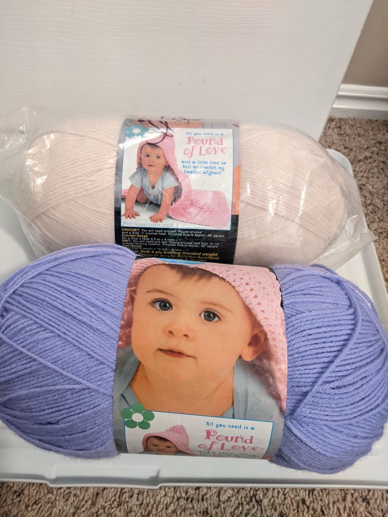 Lion Brand Pound of Love Yarn 2 Skeins 2 Colors