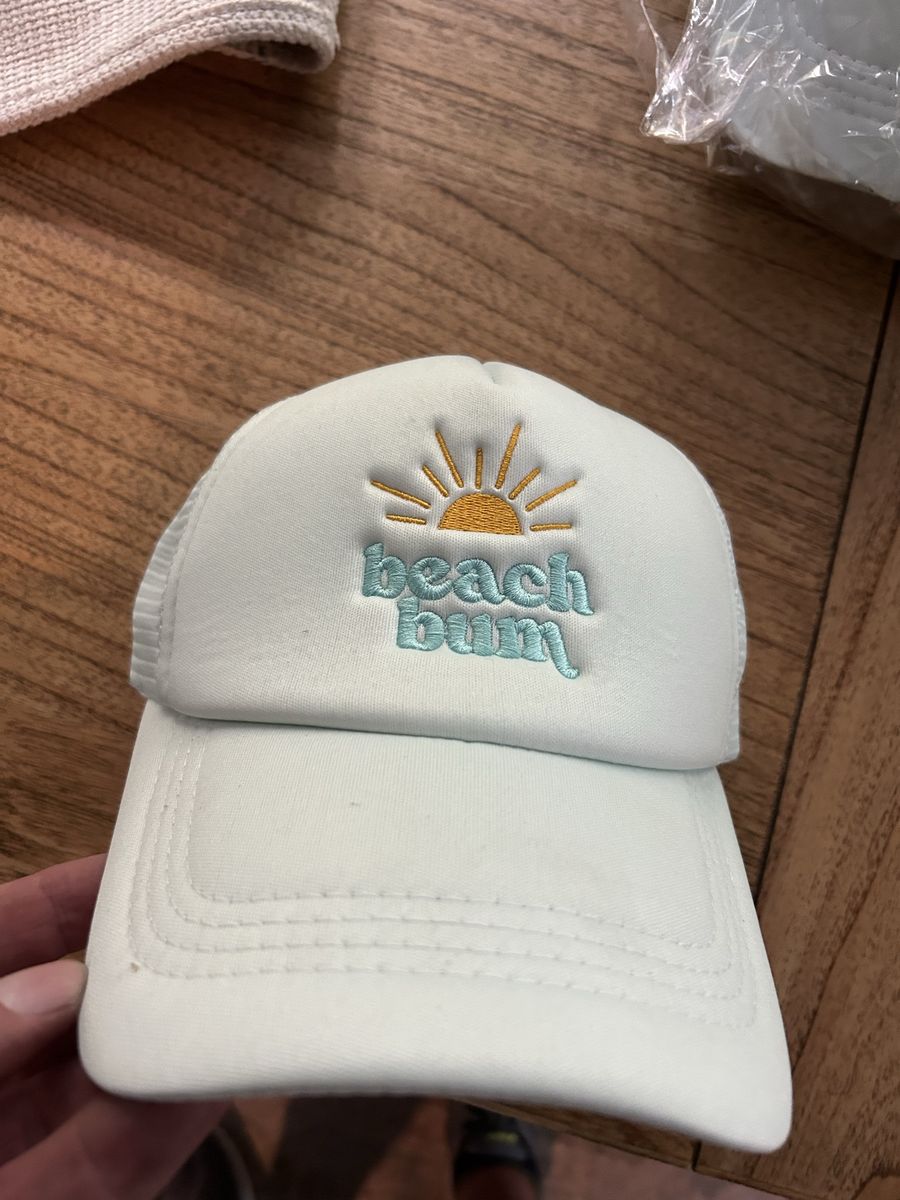 The Darling Effect Light Blue Beach Bum Embroidered Foam Trucker Hat