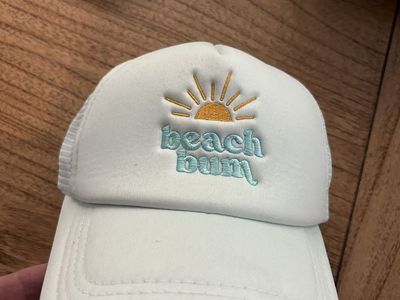 The Darling Effect Light Blue Beach Bum Embroidered Foam Trucker Hat
