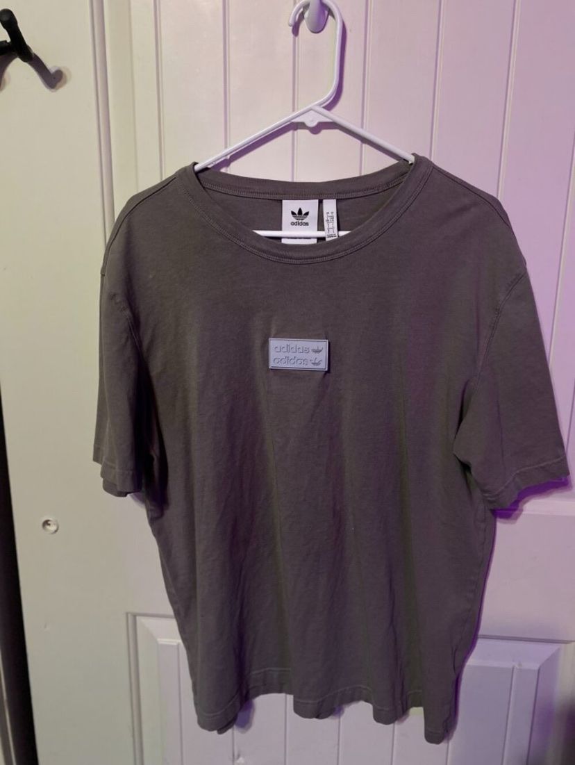 Adidas Originals Trefoil Patch T-Shirt Gray Size Large