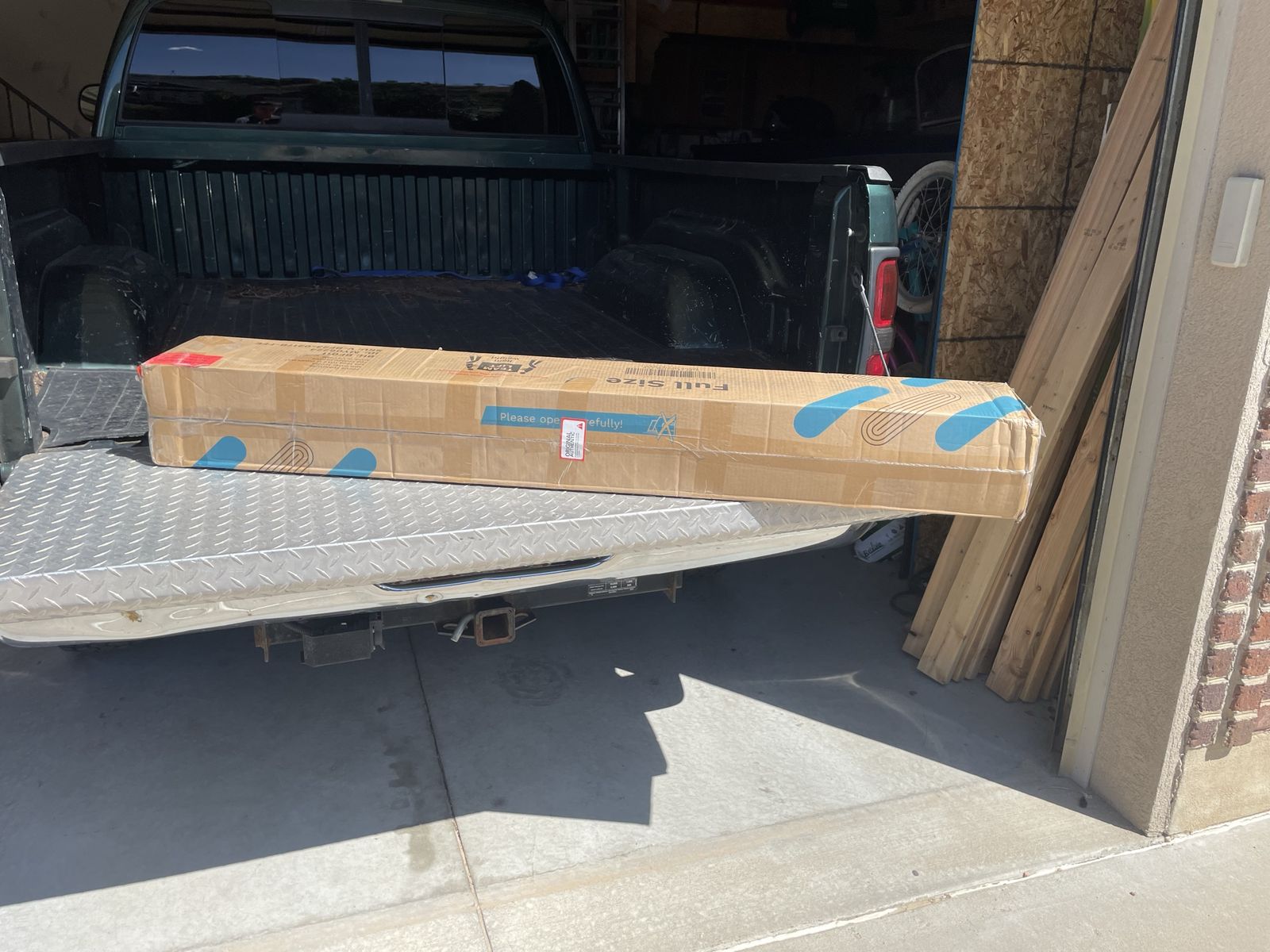 Full Size Bed Frame - Vintage Brown Wood and Metal Platform