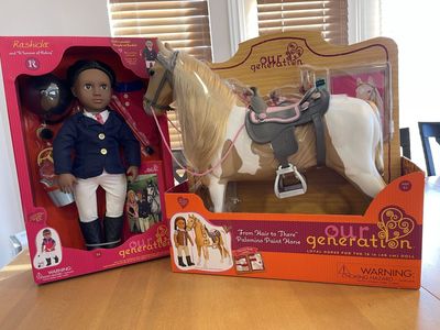 New & Unopened! Our Generation Rashida 18-inch Doll & Palomino Hair Play Horse
