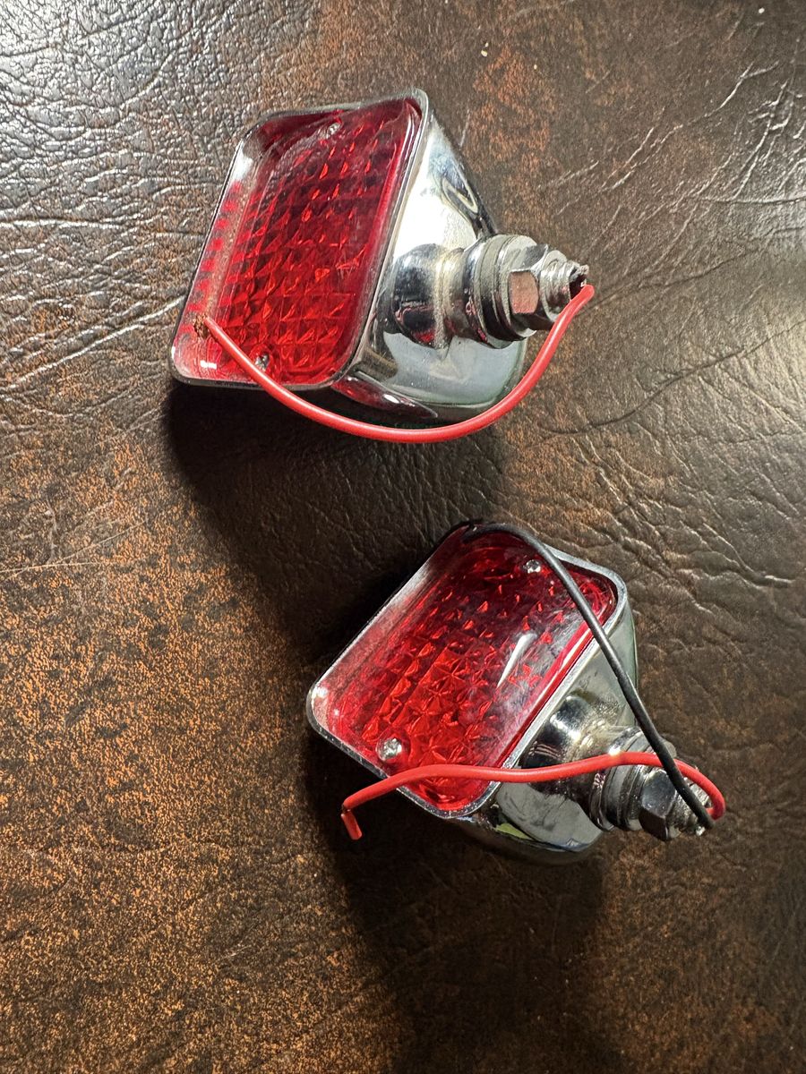 Chrome Red Side Marker Lights - Vintage Style, Universal Fit for Motorcycles/Cars (Pair)