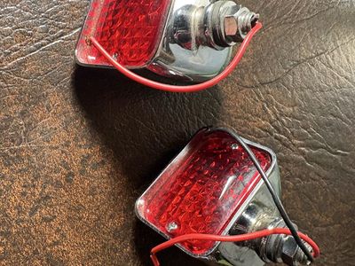 Chrome Red Side Marker Lights - Vintage Style, Universal Fit for Motorcycles/Cars (Pair)