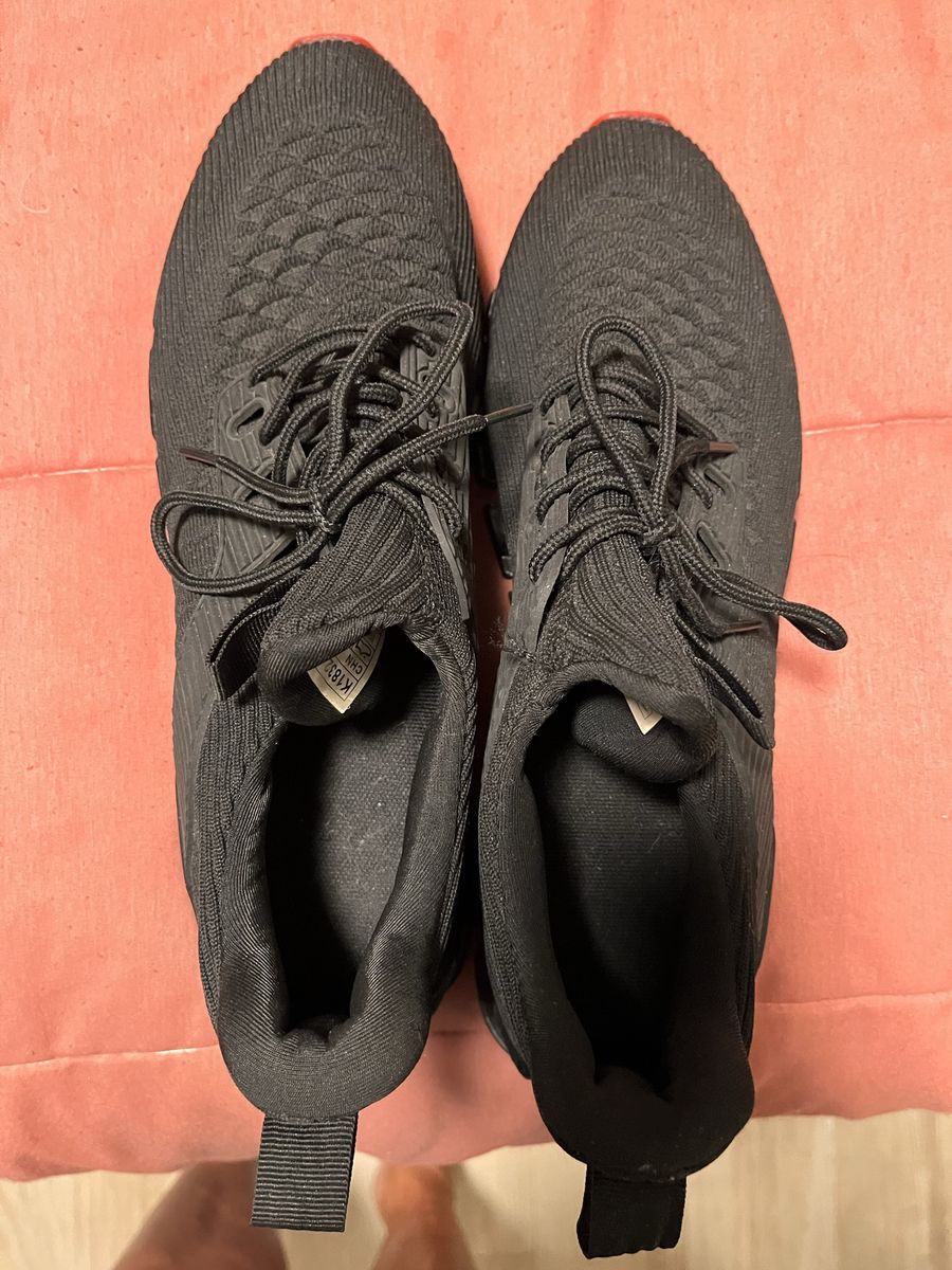 Black Running Shoes - Men's Size 12. US / EU 45 with Red Soles