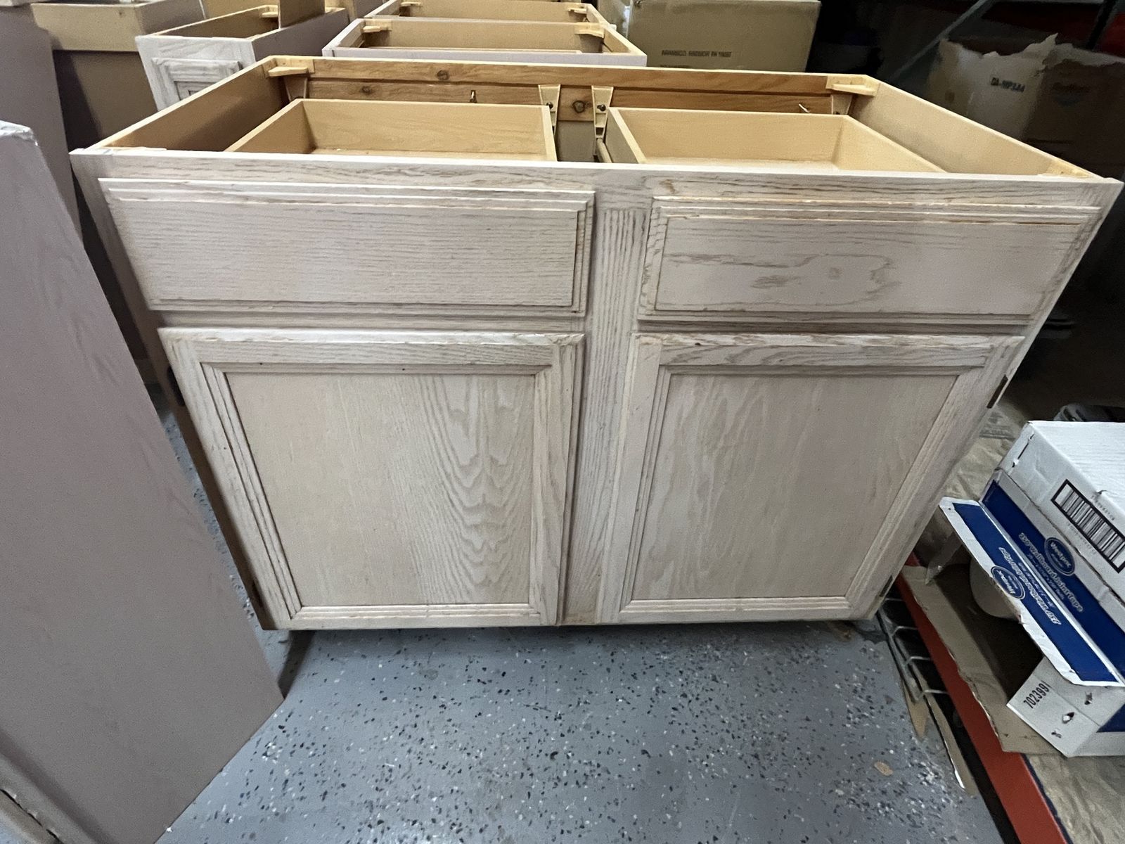 Oak Finish Kitchen Wall & Base Cabinets - Good Condition, Ready for Install