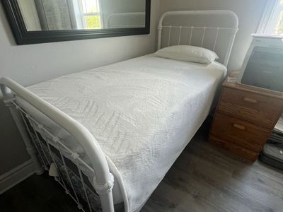 Vintage/Antique White Iron/Steel Twin Bed Frame