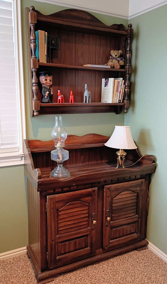 Vintage Solid Wood Dry Sink and Shelf Unit Set