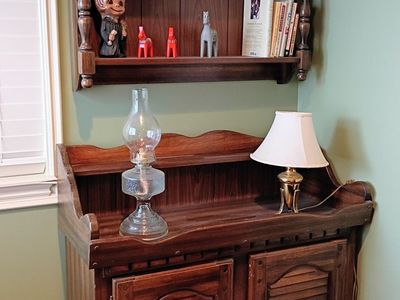 Vintage Solid Wood Dry Sink and Shelf Unit Set