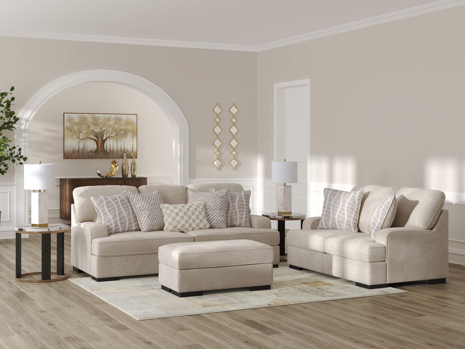 Taupe Fabric Living Room Set - Sofa & Loveseat for just $1699.99!