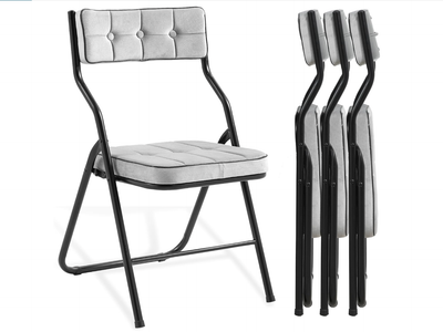 New in box, set of 4, gray, Padded Folding Chairs 4 Pack - Foldable Dining Chair with Cushion,