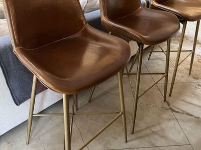 Set Of 3 World Market Leather Bar Stools