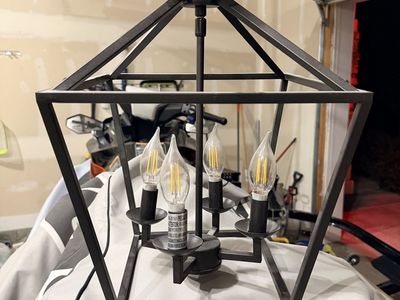 Modern Black Metal Geometric Lantern Pendant Light Fixture - 4 Light