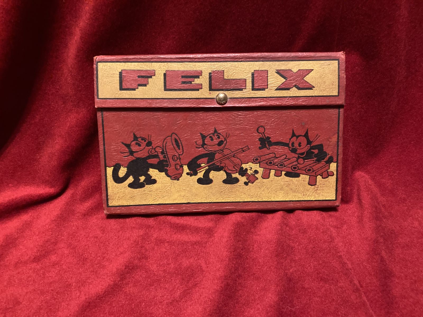 Vintage Rare 1933 Felix The Cat Jazz Marching Band Pencil Box NY American Pencil Co. Pat Sullivan