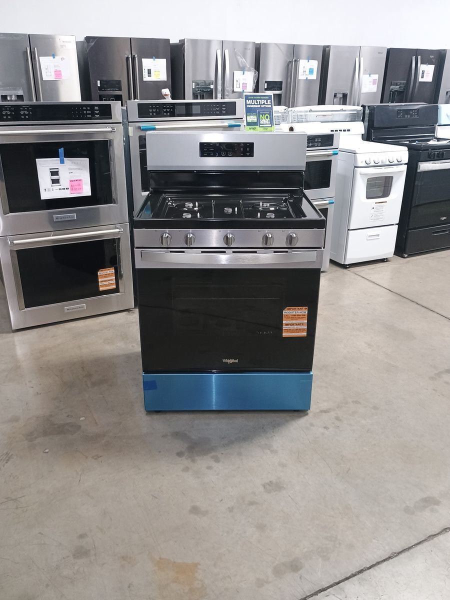 NEW WHIRLPOOL STAINLESS 5 BURNER GAS RANGE