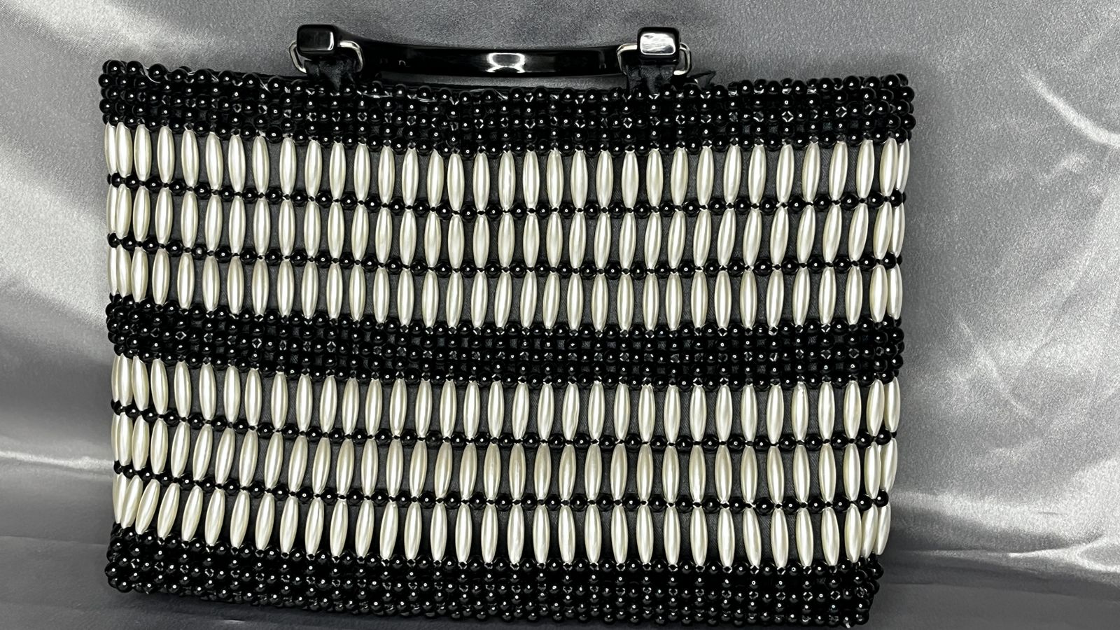 Black and white beaded purse.