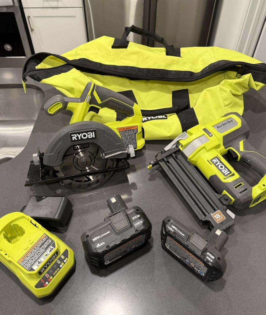 Ryobi Airless Brad Nailer And Circulsr Saw