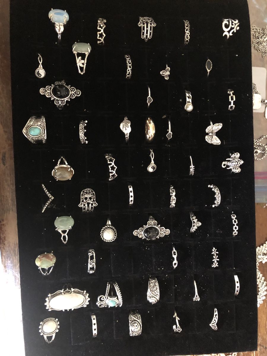 Large Lot of Assorted Rings - Silver Tone, Gemstone, & Fashion Rings (50+ Pieces)