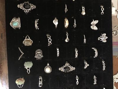 Large Lot of Assorted Rings - Silver Tone, Gemstone, & Fashion Rings (50+ Pieces)
