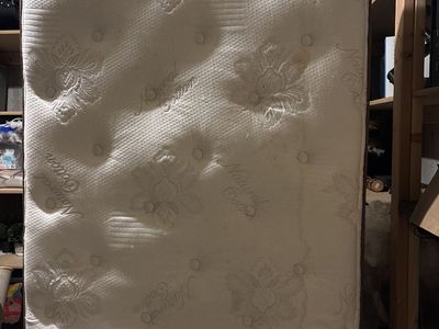 Twin XL Mattress & Box Spring w/ Frame & Headboard - Natural Cotton, Water Stain