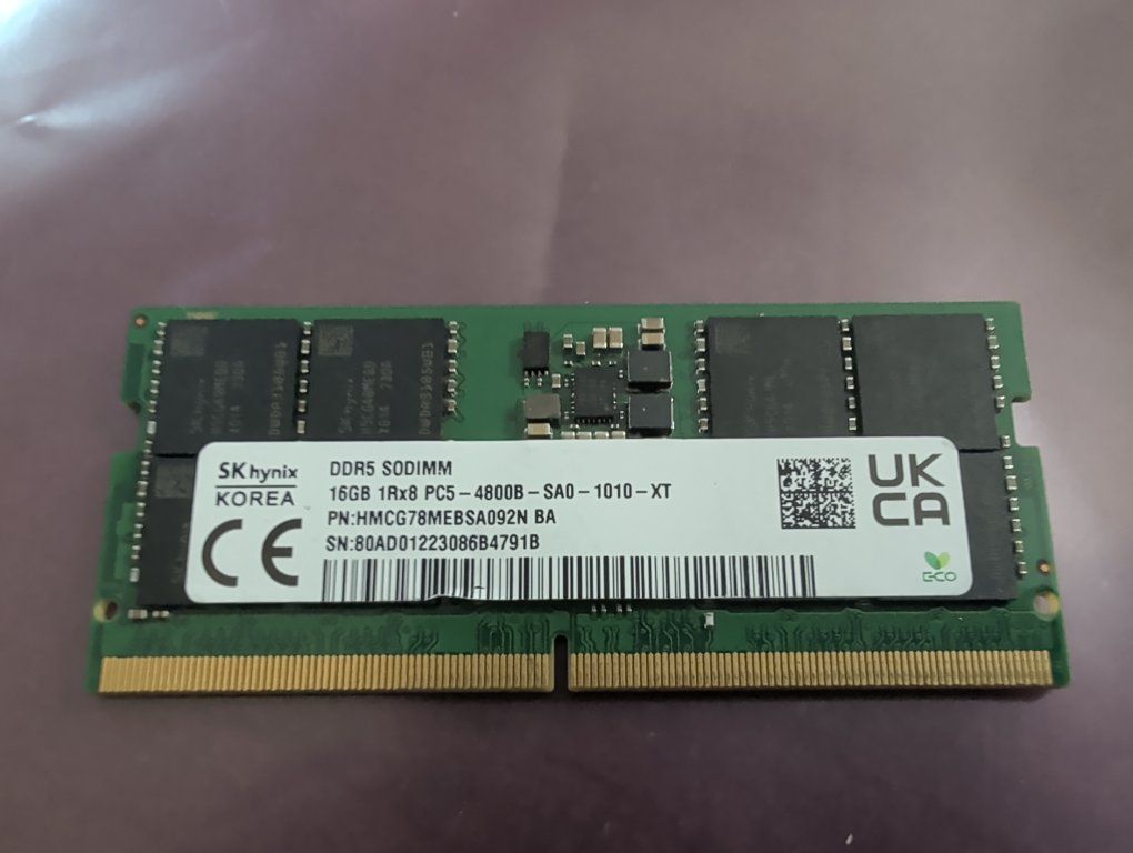 SK Hynix 16GB DDR5 4800MHz Laptop SODIMM Memory RAM 1Rx8 PC5-4800B