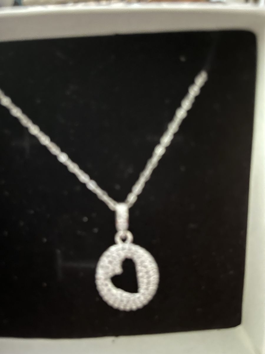 New Sterling, silver heart shaped moissanite necklace with drop mite earrings beautiful set
