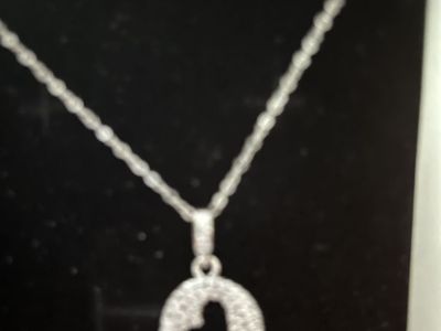 New Sterling, silver heart shaped moissanite necklace with drop mite earrings beautiful set