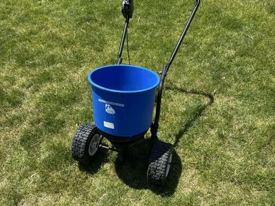 Blue Seed and Fertilizer Spreader Ready to Use
