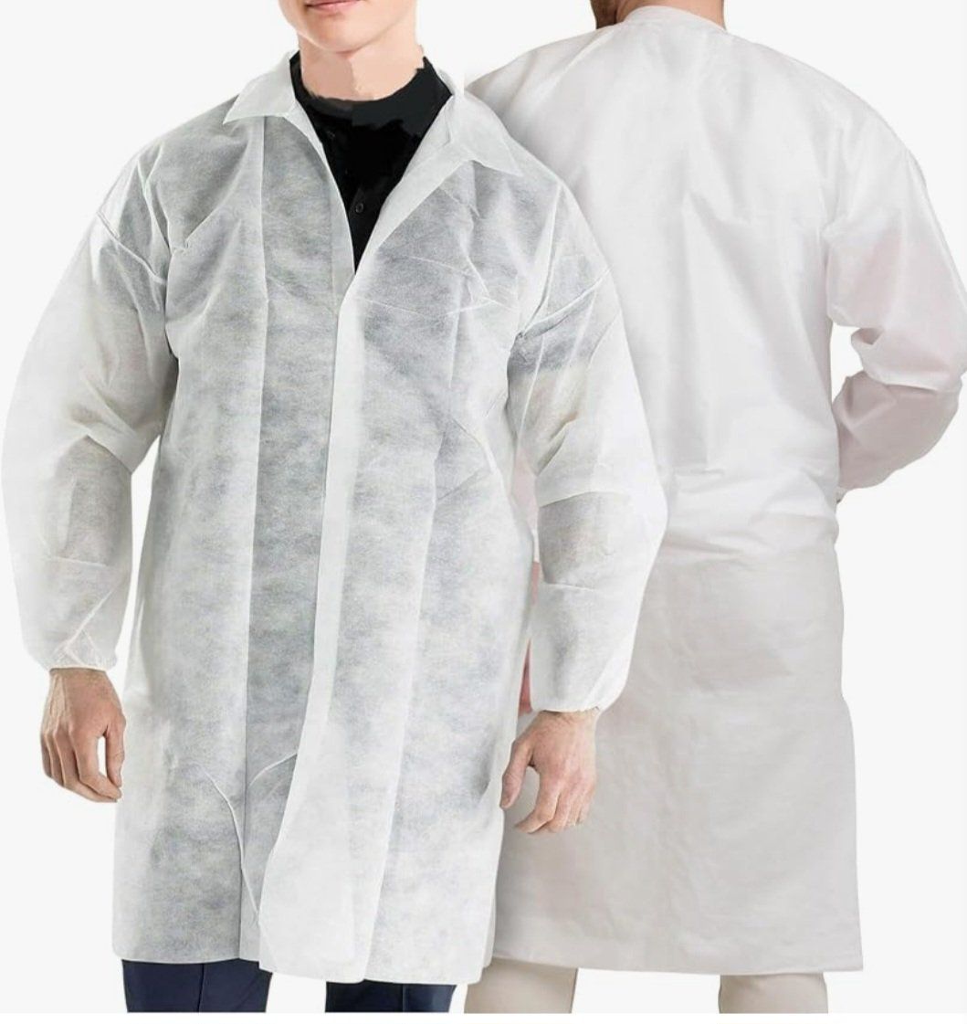 Lab coat pk of 10 disposable,
 size medium or large available 