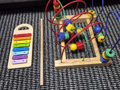 Baby toys $5 for both. Wooden Bead Maze & Xylophone Set - Early Learning Developmental Toys, Bright Colors