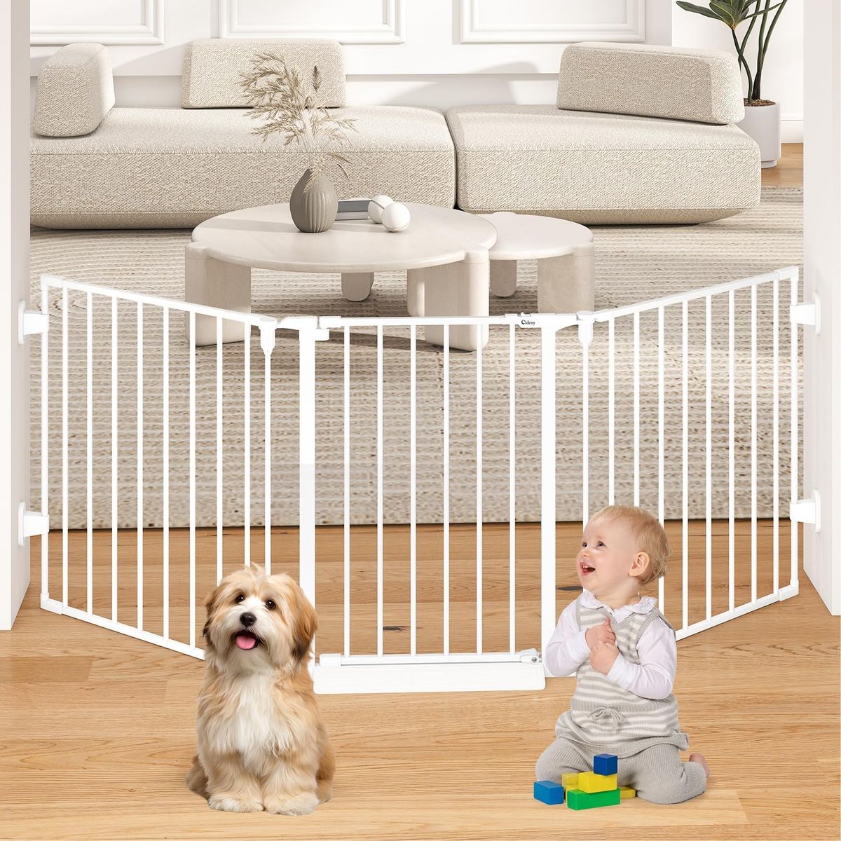 28" H x 29.4"-78" W Extra Wide Baby/Dog/Pet Gate - WHITE