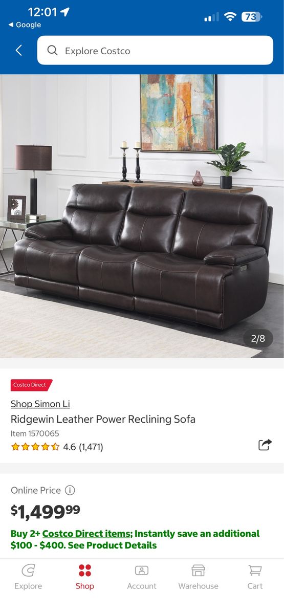 Ridgewin Leather Reclining Sofa
